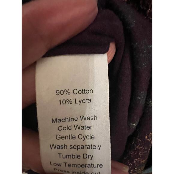 Bread Button Front Cotton Stretch L Asymmetrical 3/4 Sleeve Blouse Top Earthy - Picture 8 of 9